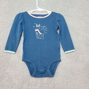 Carter's Baby Girl Bodysuit 12 Months "Grandma Says I'm a Doe-rable" Long Sleeve